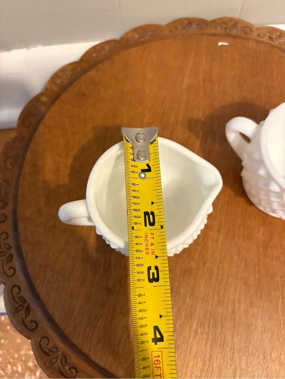 Vintage Fenton? Milk Glass Hobnail Small Creamer and Sugar Set